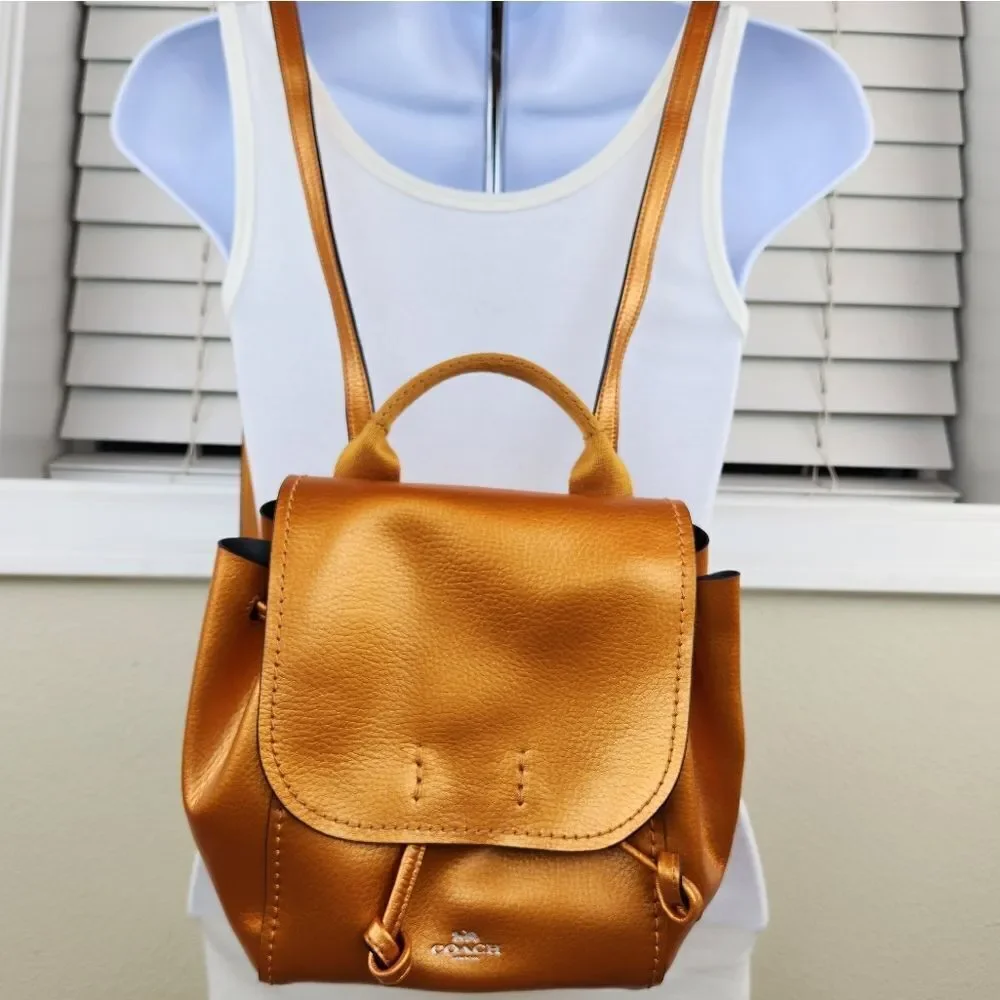 🩵NWT Coach Metallic Derby Pebble Leather Convertible Crossbody Backpack